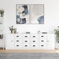 Sideboards 3 pcs High Gloss White Engineered Wood
