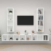 Wall-mounted TV Cabinets 4 pcs White Engineered Wood