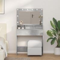 Dressing Table with LED Lights in Concrete Grey, 79x41x135 cm