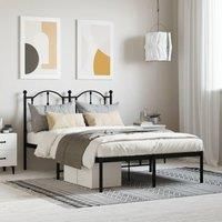 Metal Bed Frame with Headboard Black 120x190 cm Small Double