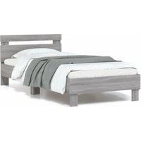 Bed Frame without Mattress with LED Lights Grey Sonoma 90x200 cm
