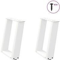 Coffee Table Legs U-Shaped 2 pcs White 38x(42-43) cm Steel