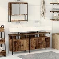 Bathroom Sink Cabinet with Built-in Basin Old Wood Engineered Wood