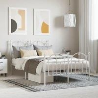 Metal Bed Frame with Headboard and Footboard White 120x200 cm