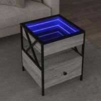 Coffee Table with Infinity LED Grey Sonoma 40x40x51 cm