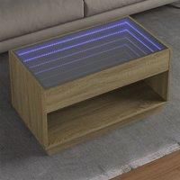 Coffee Table with Infinity LED Sonoma Oak 90x50x50 cm