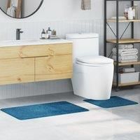 2 Piece Bath Mat Set Blue Polypropylen Non-Slip