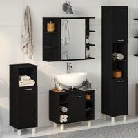Bathroom Furniture Set 4 Pieces Black Oak Engineered Wood Storage