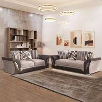 Fabric 3+2 and Corner Sofa Set for Modern Living Spaces Black/Grey 3+2