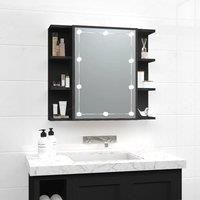 Mirror Cabinet with LED Black 70x16.5x60 cm