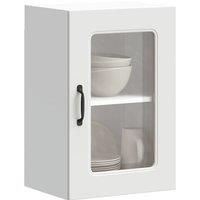 Kitchen Wall Cabinet with Glass Door Kalmar White Engineered Wood