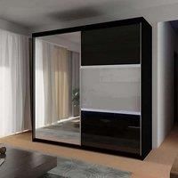 High Gloss Double Sliding Wardrobe with LED Light W 150 x H 217 x D 62