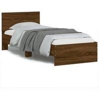 Bed Frame without Mattress with Headboard Brown Oak 90x200 cm