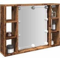 Mirror Cabinet with LED Old Wood 76x15x55 cm Engineered Wood