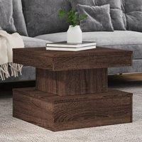 Coffee Table with LED Lights Brown Oak 50x50x40 cm