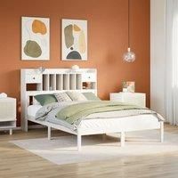Bookcase Bed without Mattress White 140x200 cm Solid Wood Pine