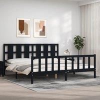 Bed Frame with Headboard Black 200x200 cm Solid Wood