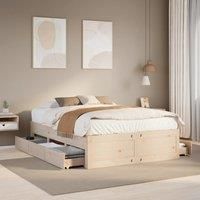 Bed Frame without Mattress with Drawers 150x200 cm King Size Solid Wood Pine