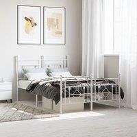 Metal Bed Frame without Mattress with Footboard White 120x190cm