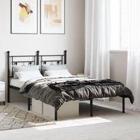 Berkfield Home Metal Bed Frame without Mattress with Headboard Black 120x200cm | Size: Small Double