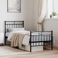 Metal Bed Frame with Headboard and Footboard Black 80x200 cm