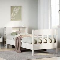Bookcase Bed without Mattress White 100x200cm Solid Wood Pine