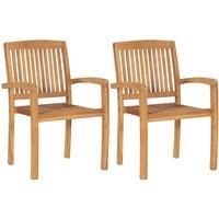 Stacking Garden Dining Chairs 2 pcs Solid Teak Wood
