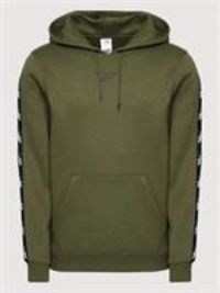 Reebok Hoodie Mens Large Green Khaki Kangaroo Pocket Fleece Lined Retro Taping