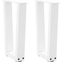 Dining Table Legs V-Shape 2 pcs White 38x(42-43.3) cm Steel