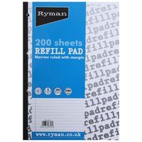 Ryman Refill Pad A4 Narrow Ruled With Margin 400 Pages 200 Sheets, none