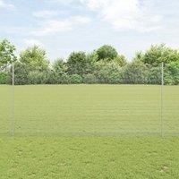 Welded Wire Fence with 22 U Posts Silver 1.5x25 m Steel