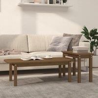 2 Piece Coffee Table Set Honey Brown Solid Wood Pine