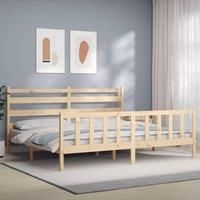 Bed Frame with Headboard 200x200 cm Solid Wood