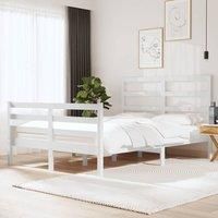 Bed Frame White Solid Wood Pine 120x190 cm Small Double
