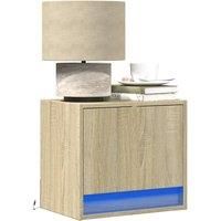 Wall-mounted Bedside Cabinets with LED Lights 2 pcs Sonoma Oak