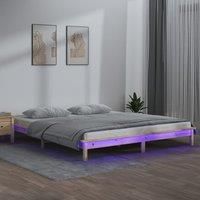 LED Bed Frame 120x190 cm Small Double Solid Wood
