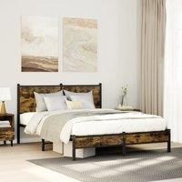 Metal Bed Frame without Mattress Smoked Oak 140x190 cm