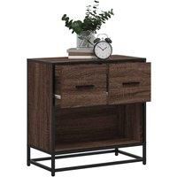 Bedside Cabinet Brown Oak 60x31x60 cm Engineered Wood and Metal