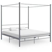 Canopy Bed Frame Grey Metal 200x200 cm