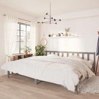 Bed Frame Grey Solid Pinewood 200x200 cm