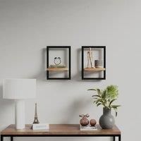 Wall Shelves 2 pcs 25x25x35 cm Solid Wood Acacia and Steel