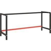 Work Bench Frame Matte Black and Matte Red 180x57x79 cm Metal