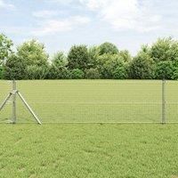 Fence Post Set Set of 2 Galvanised Steel 10 x 0.5 m Durable