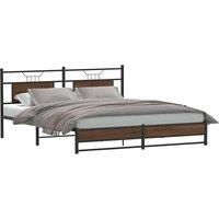 Bed Frame without Mattress Brown Oak 160x200 cm Engineered Wood