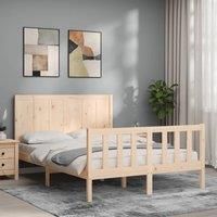 Bed Frame with Headboard Double Solid Wood
