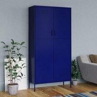 Berkfield Home Wardrobe Navy Blue 90x50x180 cm Steel | Size: 90 x 50 x 180 cm