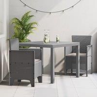 3 Piece Garden Dining Set with Cushions Light Grey Poly Rattan