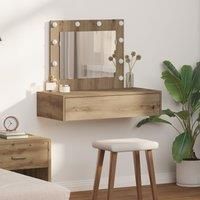 Wall Hanging Dressing Table with LED Lights Artisan Oak