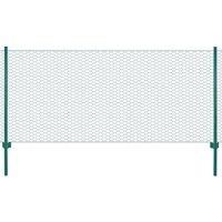 Wire Mesh Fence with Posts Steel 25x0.5 m Green
