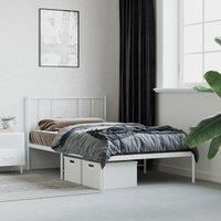 Metal Bed Frame with Headboard White 100x200 cm